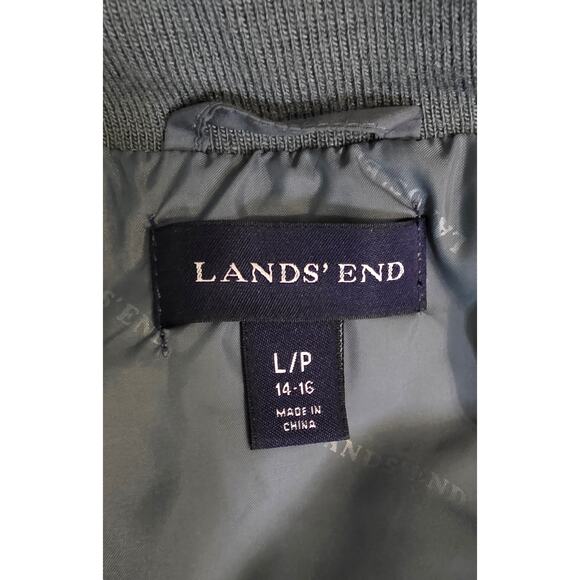Land’s End  Goose Down Puffer Jacket Large 14-16 Gray Quilted Full Zip - Picture 8 of 10